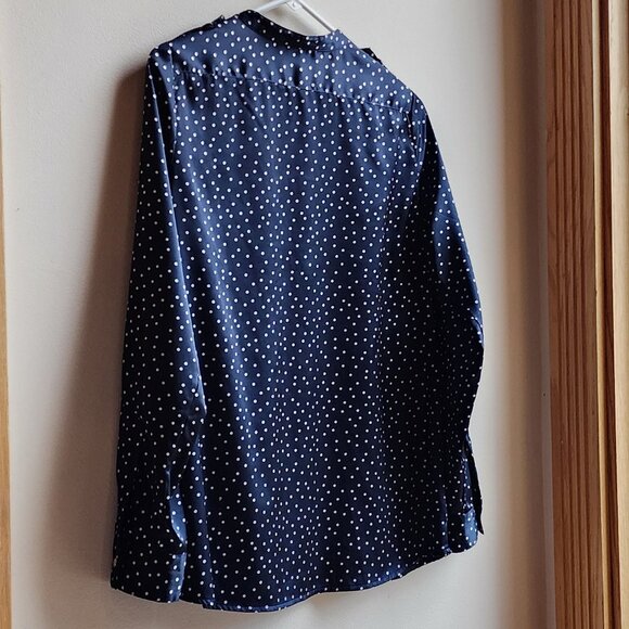Calvin Klein Navy Polka Dot Button Down Shirt Size Petite Small - Picture 11 of 16